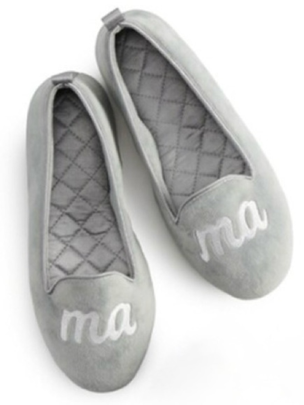 NWT LC Lauren Conrad Mama Embroidered Memory Foam Slippers Gray Size 11/12